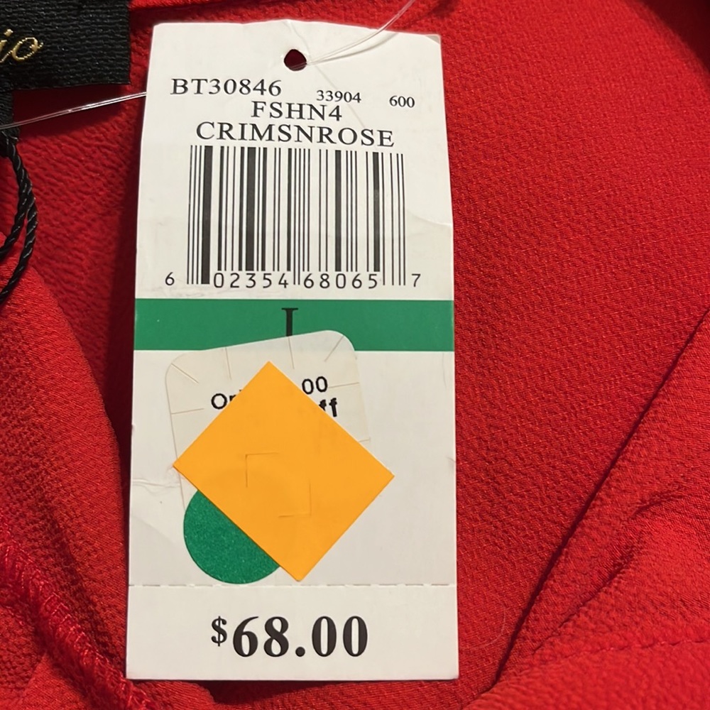Cupio Red Button-Front Long Sleeve Tunic Blouse - Picture 6 of 11
